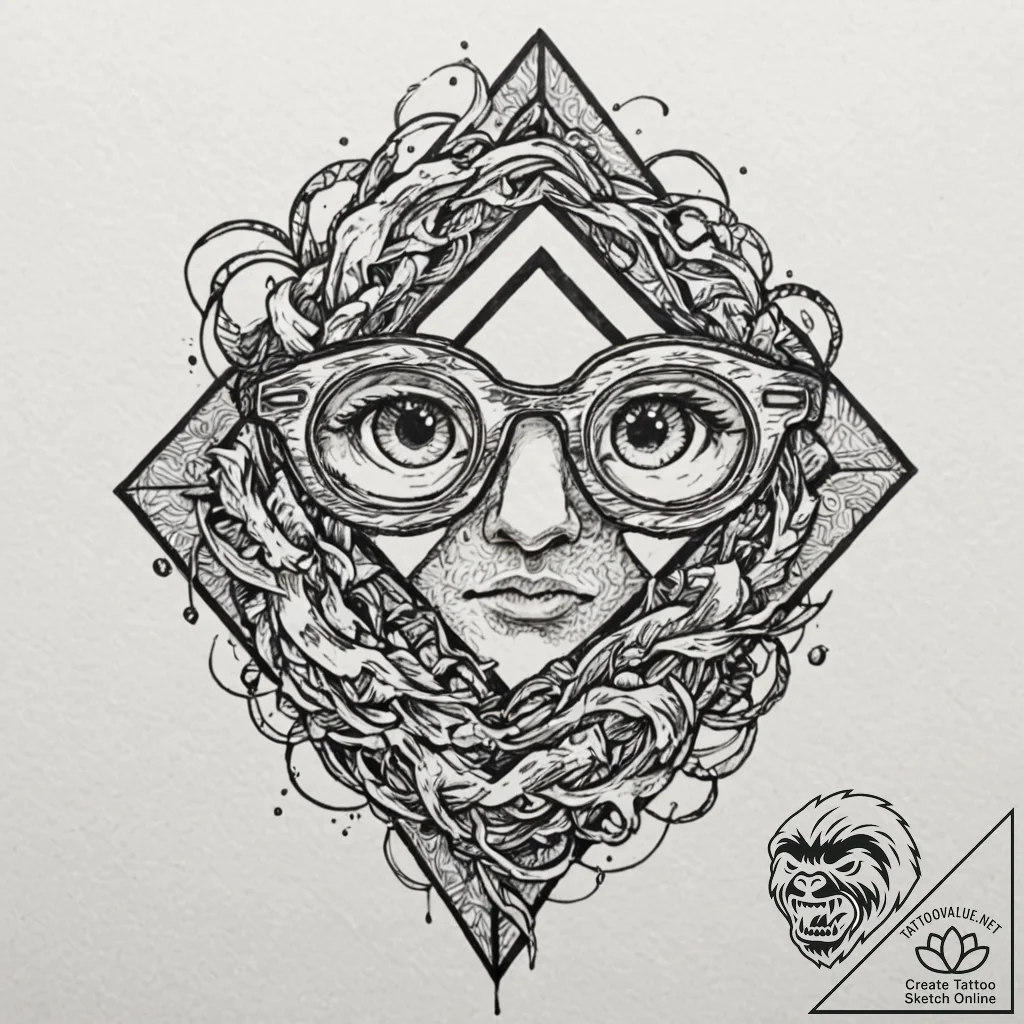 A detailed broken spectacles, sight,, tattoo... - tattoo sketch (№1753418716_0, 25.07.2025 04:45) — tattoovalue.net