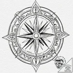 Runic compass surrounded by a circle of prote… – tattoo sketch (№1753418921_0, 25.07.2025 04:48) — tattoovalue.net