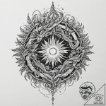 Jungle relic devouring celestial flame, ink i… – tattoo sketch (№1753419944_0, 25.07.2025 05:05) — tattoovalue.net