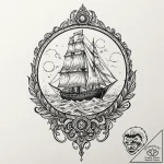 H, ink illustration for tattoo, stylized inte… – tattoo sketch (№1753420149_0, 25.07.2025 05:09) — tattoovalue.net