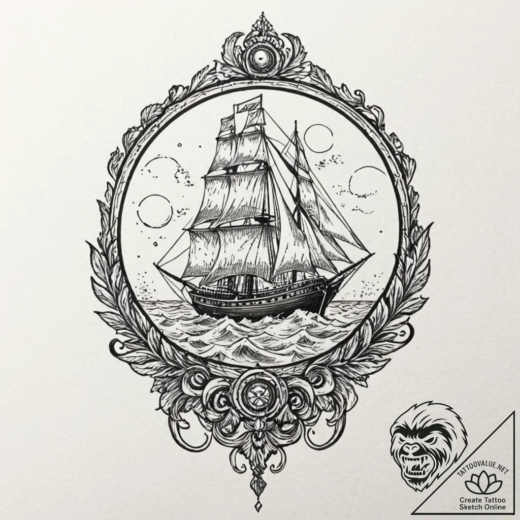 H, ink illustration for tattoo, stylized inte... - tattoo sketch (№1753420149_0, 25.07.2025 05:09) — tattoovalue.net