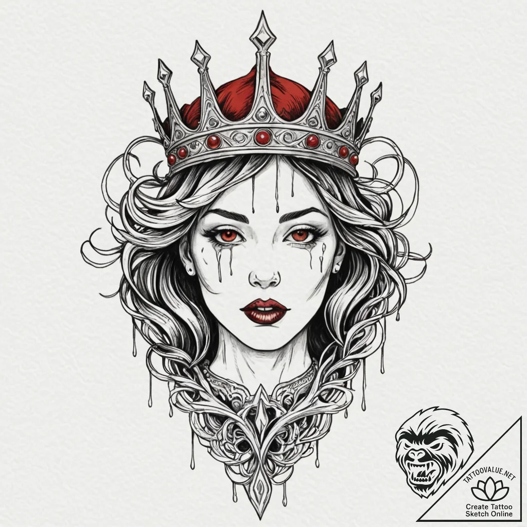 Razor-edged crown devouring light, concept ar... - tattoo sketch (№1753420969_0, 25.07.2025 05:22) — tattoovalue.net