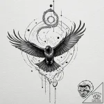 Astral raven flying through nebula, concept a… – tattoo sketch (№1753421582_0, 25.07.2025 05:33) — tattoovalue.net