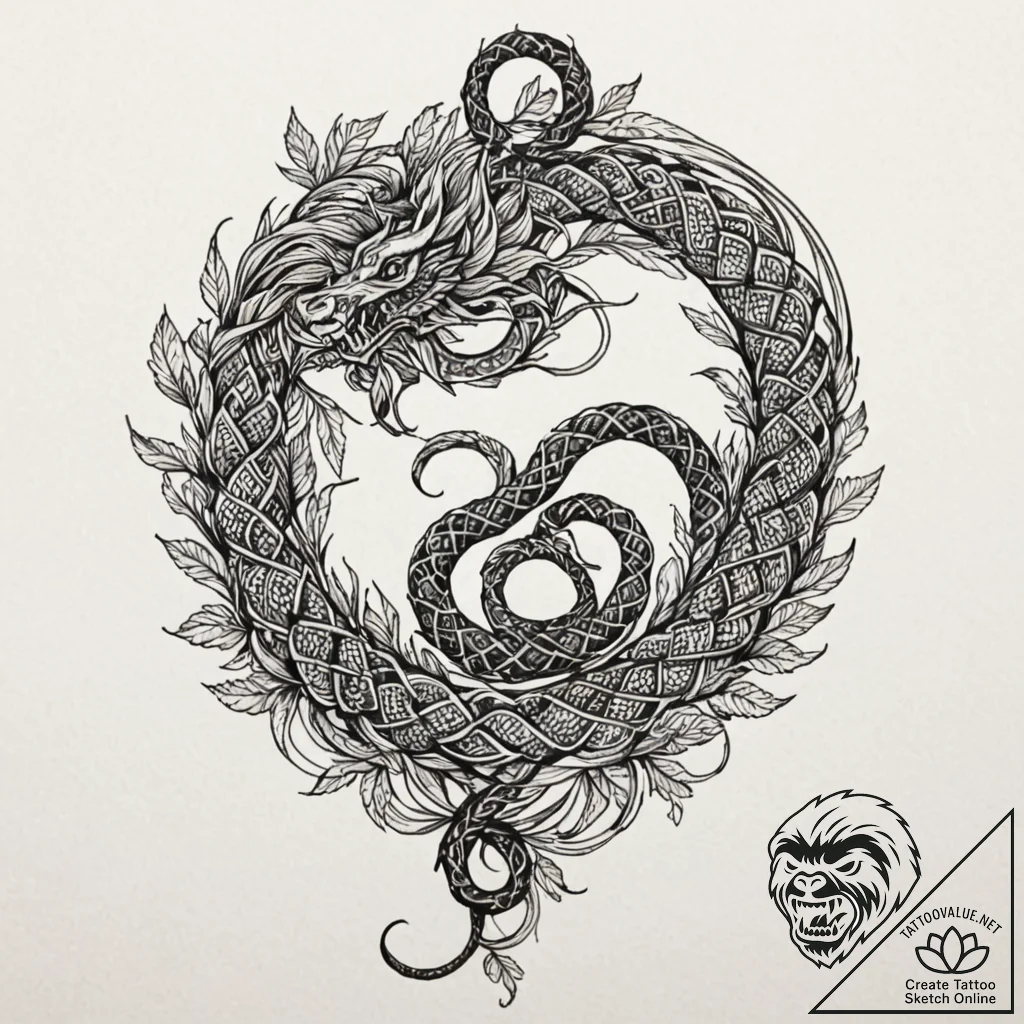 Black root serpent coiling upwards, tattoo fl... - tattoo sketch (№1753422402_0, 25.07.2025 05:46) — tattoovalue.net