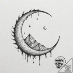 Broken moon with jagged edge, artistic tattoo… – tattoo sketch (№1753423016_0, 25.07.2025 05:56) — tattoovalue.net