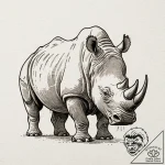 Rhinoceros, ink illustration for tattoo, on a… – tattoo sketch (№1753423631_0, 25.07.2025 06:07) — tattoovalue.net