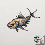 Ashen fish with skeletal fins, concept art fo… – tattoo sketch (№1753423834_0, 25.07.2025 06:10) — tattoovalue.net
