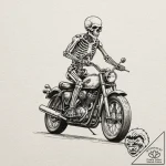 Animated skeleton riding motorcycle, tattoo s… – tattoo sketch (№1753424040_0, 25.07.2025 06:14) — tattoovalue.net