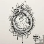 Mirror serpent through shattered glass, tatto… – tattoo sketch (№1753424655_0, 25.07.2025 06:24) — tattoovalue.net