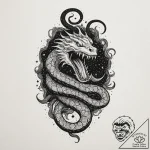 Shadow serpent devouring stars, artistic tatt… – tattoo sketch (№1753424860_0, 25.07.2025 06:27) — tattoovalue.net