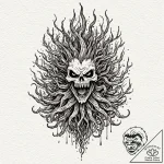 Mandrake root screaming silently, ink illustr… – tattoo sketch (№1753425271_0, 25.07.2025 06:34) — tattoovalue.net