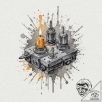 Relay switch from old technology, sparking wi… – tattoo sketch (№1753425475_0, 25.07.2025 06:37) — tattoovalue.net