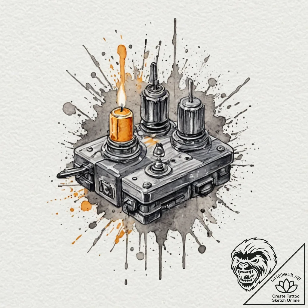 Relay switch from old technology, sparking wi... - tattoo sketch (№1753425475_0, 25.07.2025 06:37) — tattoovalue.net