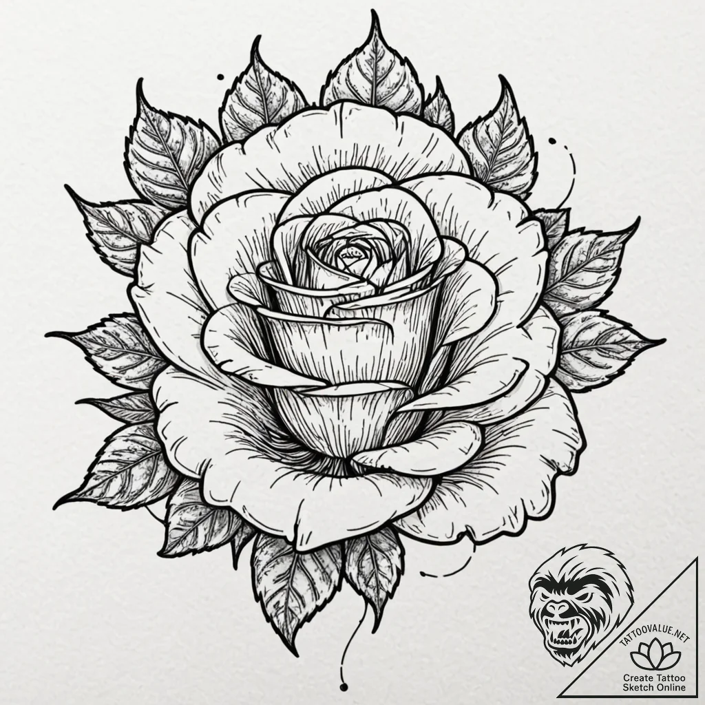 Clawed rose blooming from stone, tattoo sketc... - tattoo sketch (№1753426702_0, 25.07.2025 06:58) — tattoovalue.net