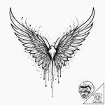 Animated wings torn and bleeding, tattoo line… – tattoo sketch (№1753427112_0, 25.07.2025 07:05) — tattoovalue.net