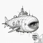 Deep-sea submersible discovering a colossal,… – tattoo sketch (№1753427931_0, 25.07.2025 07:18) — tattoovalue.net