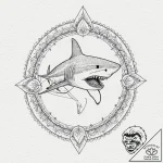 Shark’s jaw, wide open, with rows of serrated… – tattoo sketch (№1753428136_0, 25.07.2025 07:22) — tattoovalue.net