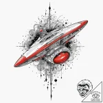 Spaceship blueprint, artistic tattoo sketch,… – tattoo sketch (№1753428545_0, 25.07.2025 07:29) — tattoovalue.net