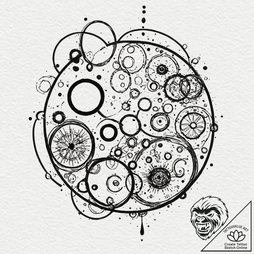 A whimsical bubble in a microscope, magnified... - tattoo sketch (№1753428750_0, 25.07.2025 07:32) — tattoovalue.net