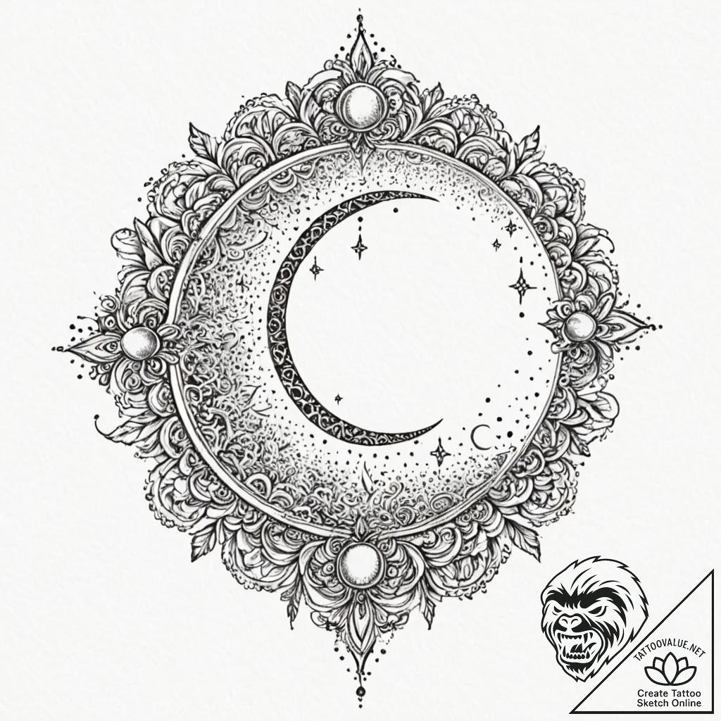 Queenр р†р вђљрівђћсћs throne beneath eclipse... - tattoo sketch (№1753432056_0, 25.07.2025 08:27) — tattoovalue.net