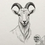 Goat, tattoo flash sheet design, muted color… – tattoo sketch (№1753432672_0, 25.07.2025 08:37) — tattoovalue.net
