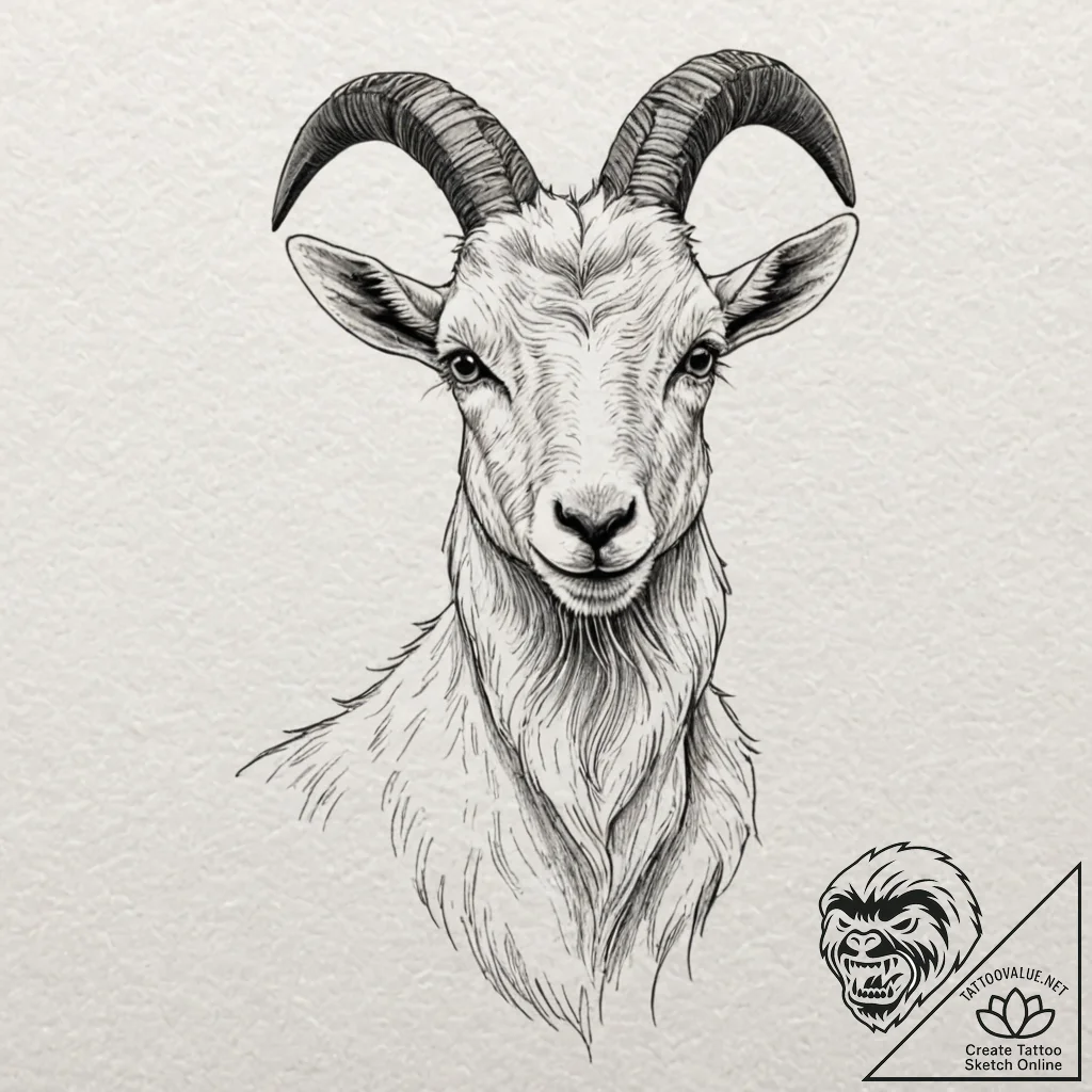 Goat, tattoo flash sheet design, muted color... - tattoo sketch (№1753432672_0, 25.07.2025 08:37) — tattoovalue.net