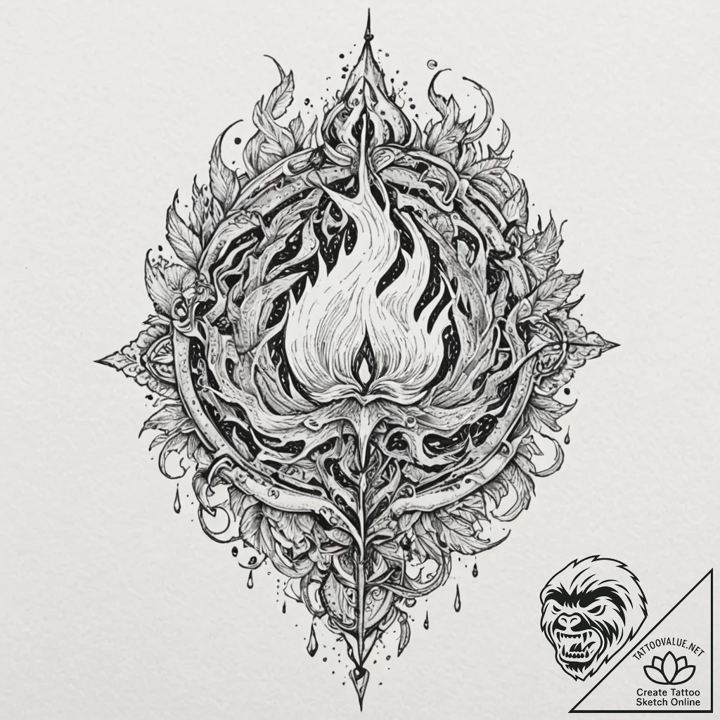 Hollow relic devouring celestial flame, ink i... - tattoo sketch (№1753433065_0, 25.07.2025 08:44) — tattoovalue.net