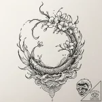 Orchid petals drifting through air, tattoo fl… – tattoo sketch (№1753433463_0, 25.07.2025 08:51) — tattoovalue.net