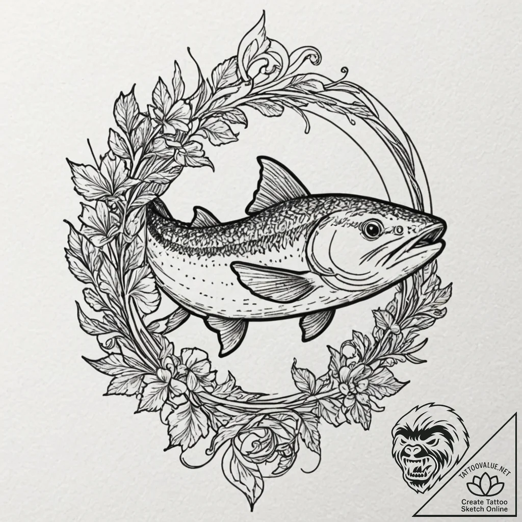 Catfish, tattoo line art, minimalist approach... - tattoo sketch (№1753434068_0, 25.07.2025 09:01) — tattoovalue.net