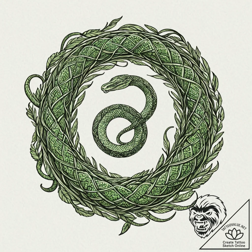 Titanoboa coiled around a mountain, tattoo dr... - tattoo sketch (№1753434706_0, 25.07.2025 09:11) — tattoovalue.net