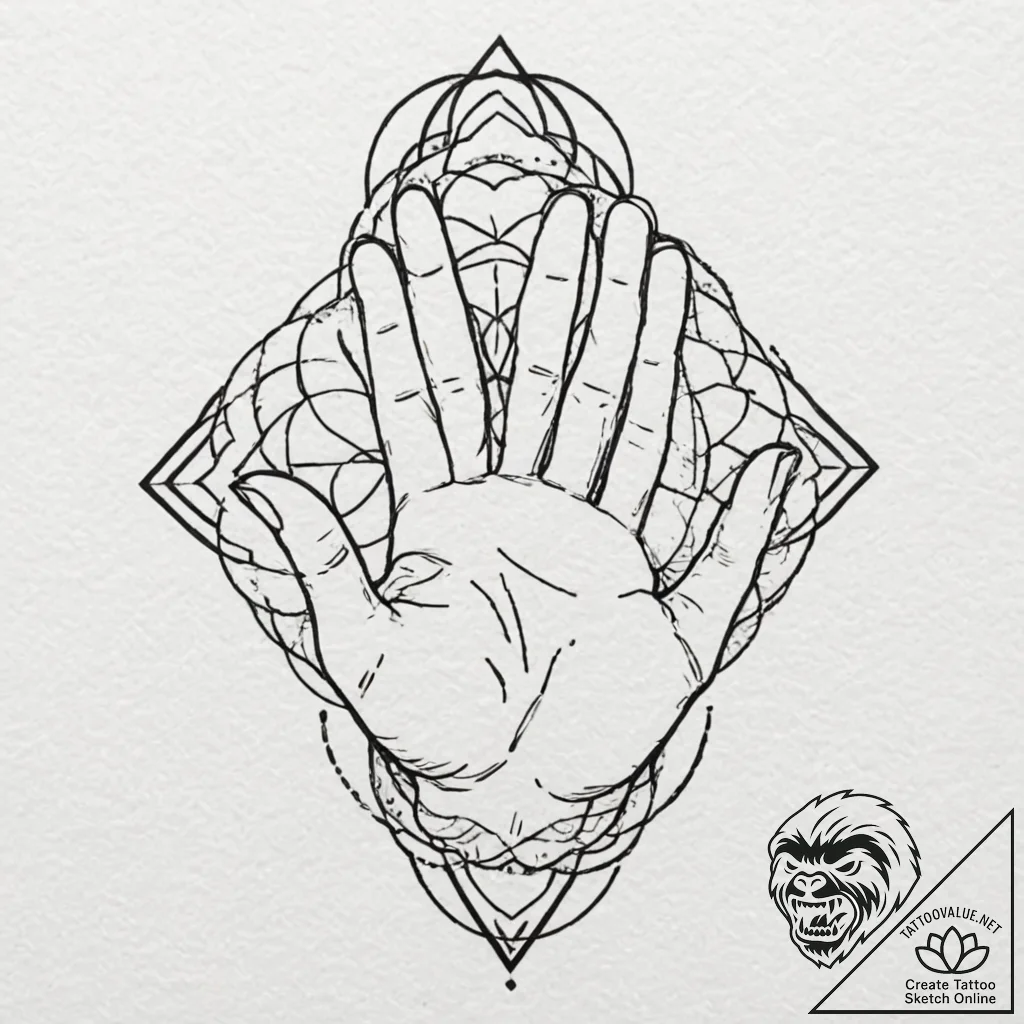 'ok' hand sign gesture, outline, tattoo line... - tattoo sketch (№1753434910_0, 25.07.2025 09:15) — tattoovalue.net