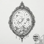 Locket opening to reveal a miniature, moving… – tattoo sketch (№1753435514_0, 25.07.2025 09:25) — tattoovalue.net