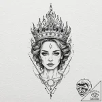 Crown of flames on skeletal brow, tattoo draw… – tattoo sketch (№1753435943_0, 25.07.2025 09:32) — tattoovalue.net
