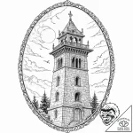 A classic bell tower against a sky, architect… – tattoo sketch (№1753437397_0, 25.07.2025 09:56) — tattoovalue.net