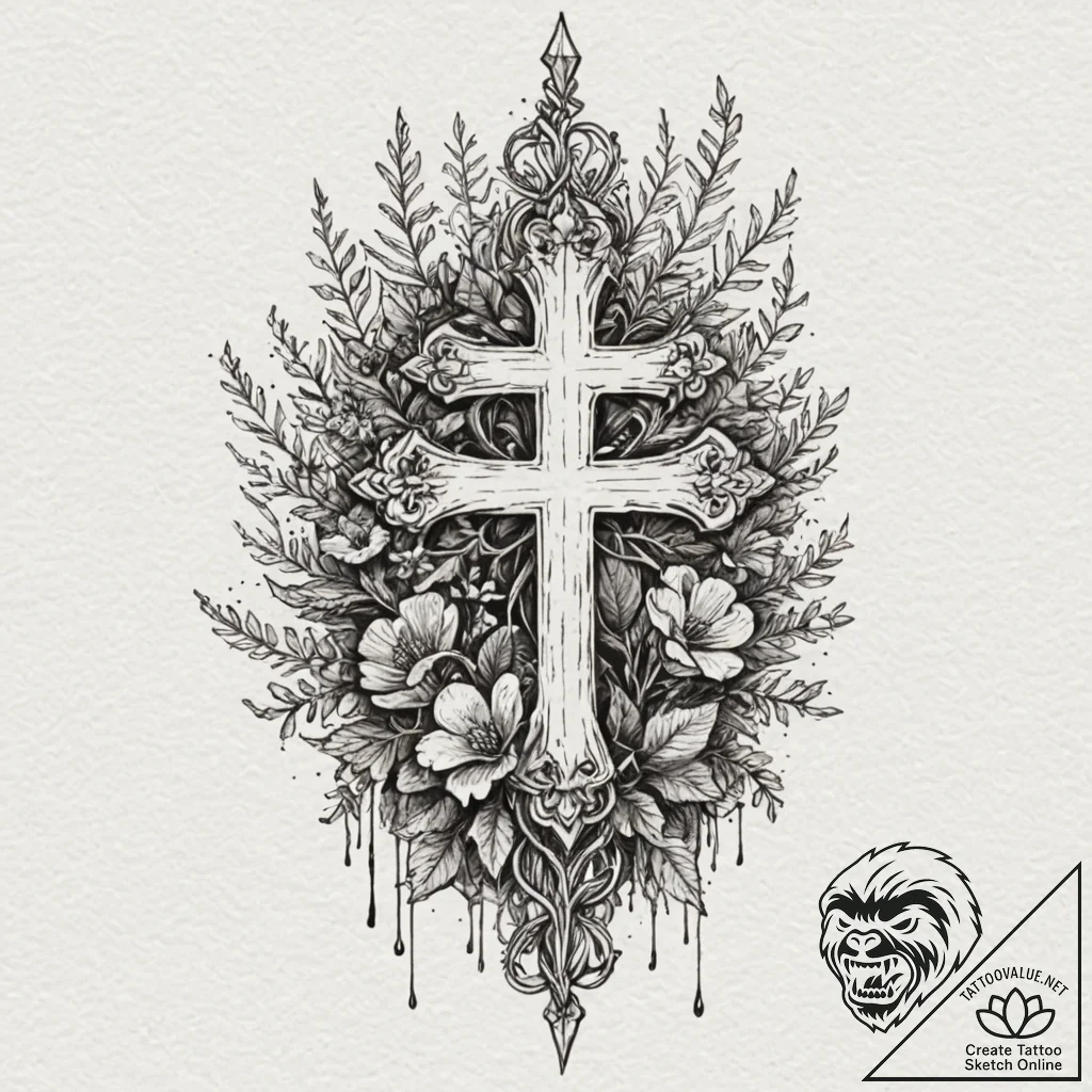 Broken throne buried in forest, tattoo flash... - tattoo sketch (№1753437602_0, 25.07.2025 10:00) — tattoovalue.net