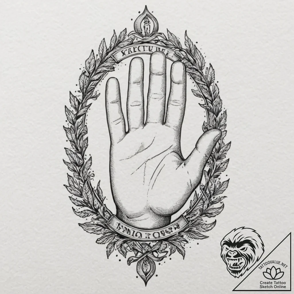 Shadow hand gripping ancient scroll, tattoo s... - tattoo sketch (№1753438232_0, 25.07.2025 10:10) — tattoovalue.net