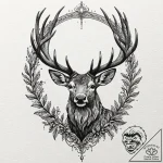 A peryton (winged stag), artistic tattoo sket… – tattoo sketch (№1753438649_0, 25.07.2025 10:17) — tattoovalue.net