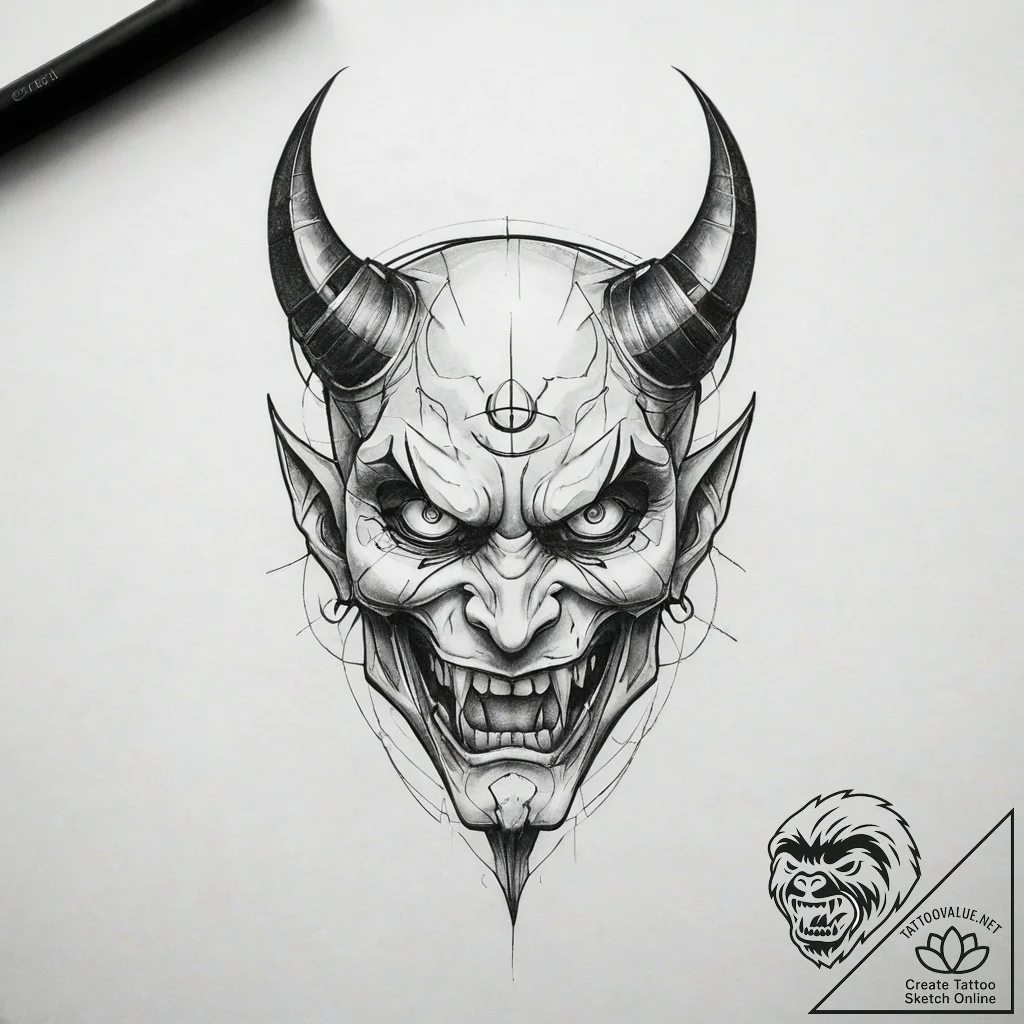Devil - tattoo sketch (№1753441381_0, 25.07.2025 11:03) — tattoovalue.net