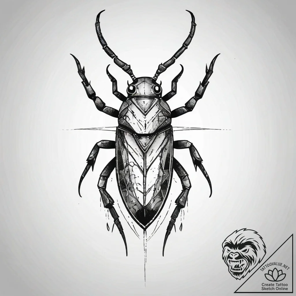 Crystal shard containing a fossilized, alien... - tattoo sketch (№1753441611_0, 25.07.2025 11:06) — tattoovalue.net