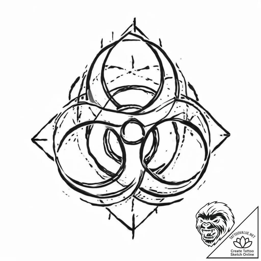 The biohazard symbol - tattoo sketch (№1753442020_0, 25.07.2025 11:13) — tattoovalue.net