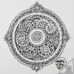 Clockwork orange with exposed, whirring gears… – tattoo sketch (№1753442569_0, 25.07.2025 11:22) — tattoovalue.net