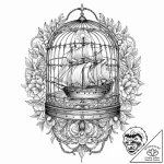 Gilded cage with its door wide open, tattoo f… – tattoo sketch (№1753442705_0, 25.07.2025 11:25) — tattoovalue.net
