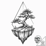 A bonsai tree on a cliff edge (is there, but… – tattoo sketch (№1753442842_0, 25.07.2025 11:27) — tattoovalue.net