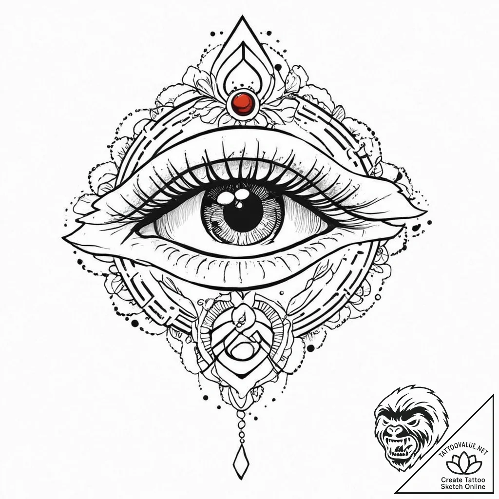 Eye of horus set within a mechanical iris, ta... - tattoo sketch (№1753442980_0, 25.07.2025 11:29) — tattoovalue.net