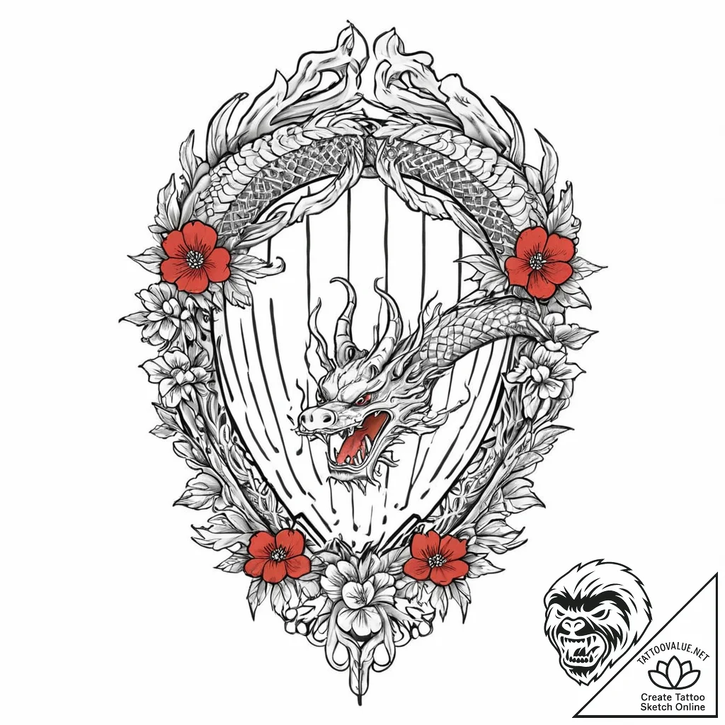 Bone harp with sinew strings, tattoo line art... - tattoo sketch (№1753443256_0, 25.07.2025 11:34) — tattoovalue.net