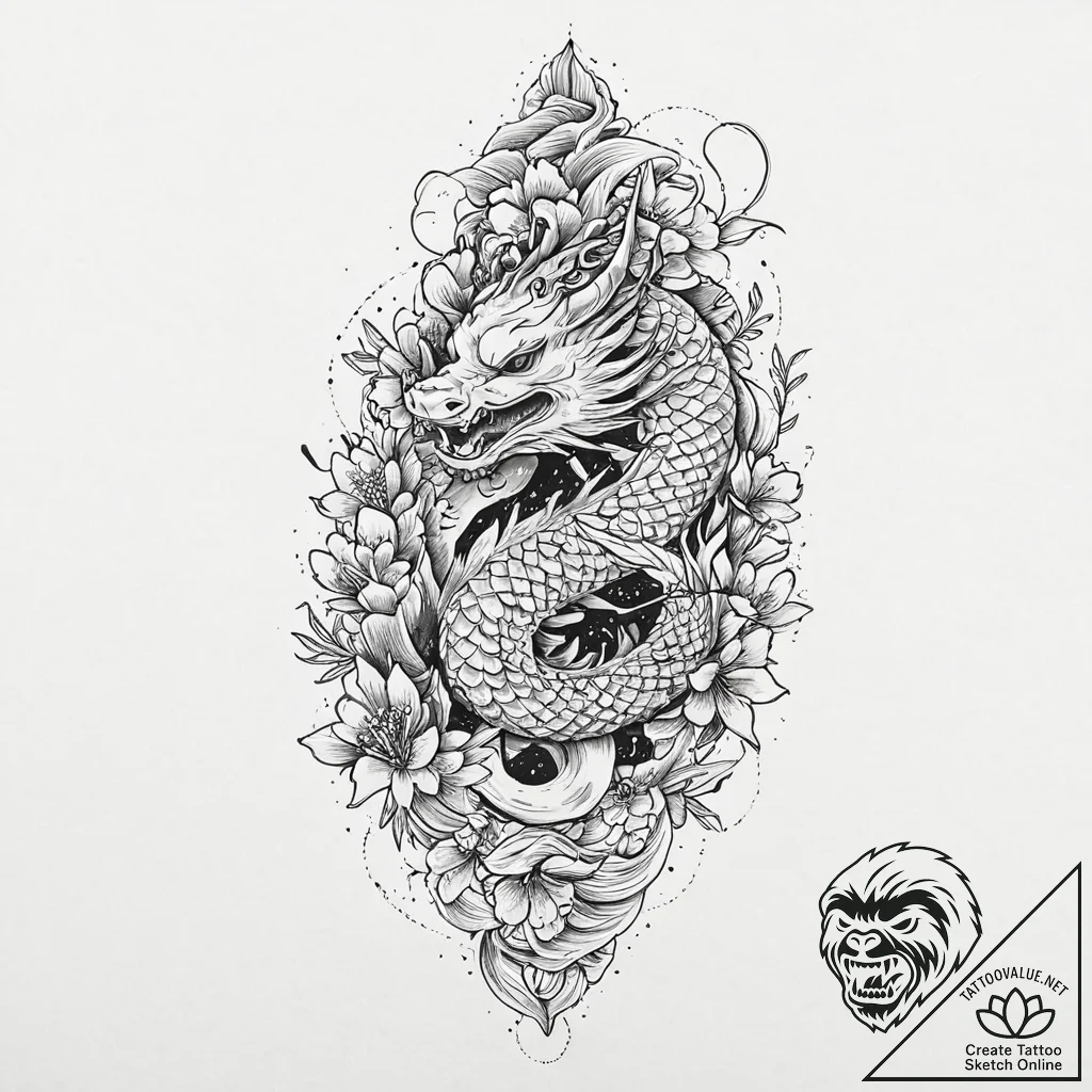 Jade relic crowned with stars, tattoo line ar... - tattoo sketch (№1753443538_0, 25.07.2025 11:38) — tattoovalue.net