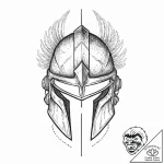 Spartan helmet, concept art for tattoo, uniqu… – tattoo sketch (№1753444724_0, 25.07.2025 11:58) — tattoovalue.net