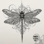Dragonfly with intricate, filigree metal wing… – tattoo sketch (№1753446737_0, 25.07.2025 12:32) — tattoovalue.net