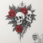 Dagger in skeletal rose, tattoo flash sheet d… – tattoo sketch (№1753446934_0, 25.07.2025 12:35) — tattoovalue.net