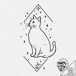 Cat’s silhouette filled with a starry night s… – tattoo sketch (№1753447131_0, 25.07.2025 12:38) — tattoovalue.net